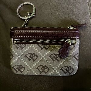Dooney & Bourke Brown Monogram Key Pouch with Zip